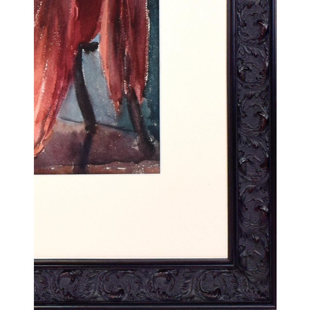 Large Watercolor Painting of a Woman Playing Guitar by Stephen Horvath C.1940s For Sale In New York - Image 6 of 6