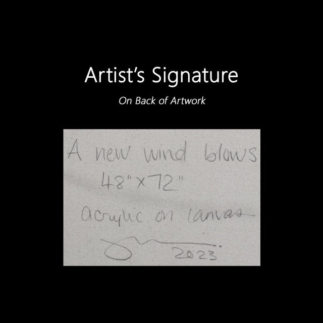 A New Wind Blows - Large Blue Abstract Acrylic Painting on Canvas - Original Artwork by Julie Naima For Sale - Image 9 of 9