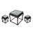 Wood Vintage Chinese Square Marble Top 2 Stools Tea Table Set For Sale - Image 7 of 10