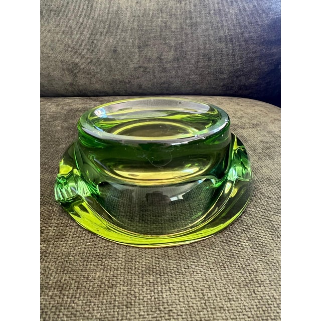 Vintage Italian Romeo & Juliet Ashtray Trinket Dish Green Glass With Gold Designer unknown, vintage Circa 1950s Murano...