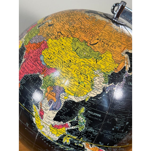 Vintage 1950's Replogle Black Starlight Illuminated World Glass Globe For Sale - Image 14 of 14