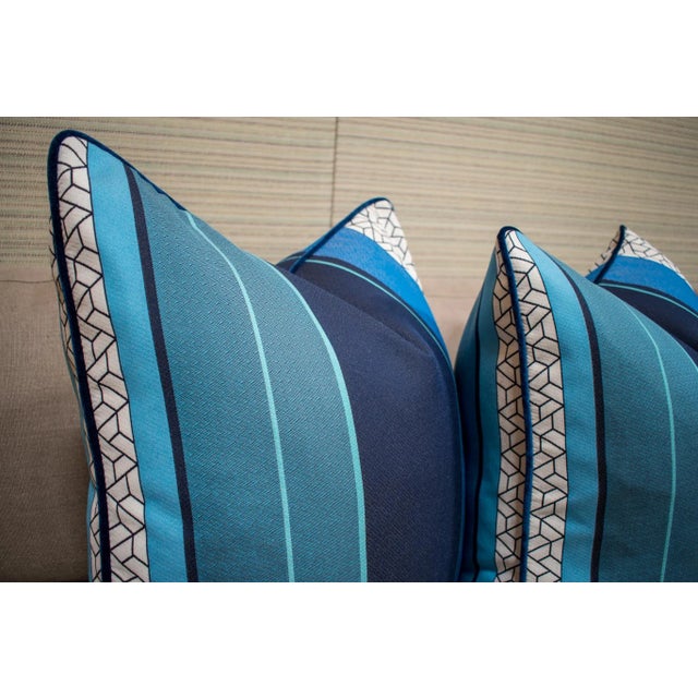 Modern Custom Striped Pillows - a Pair For Sale - Image 3 of 5