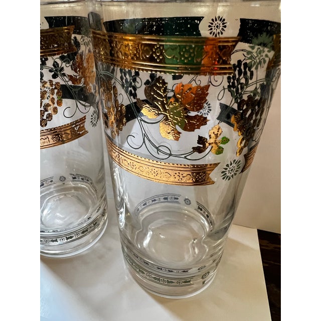 Gold 1970s Hollywood Regency 22kt Gold Briard Style Highball Cocktail Glasses - Pair For Sale - Image 8 of 10