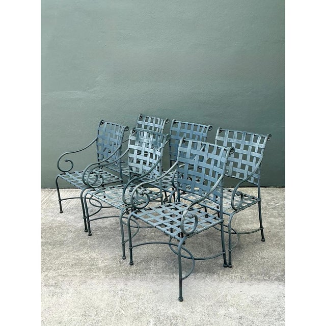 Vintage Brown Jordan “Florentine” Cast Aluminum Dining Chairs - Set of 6 For Sale - Image 9 of 12