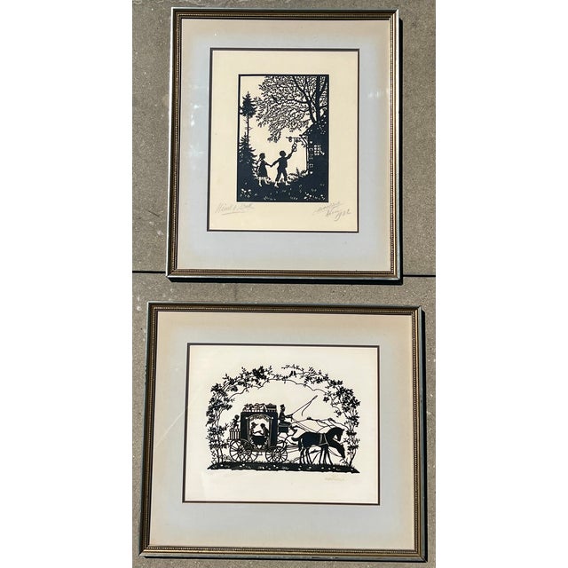 Early 20th Century Pair of Framed Vintage Scherenschnitt Paper Cut Silhouettes For Sale - Image 4 of 5