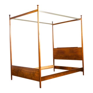 1960s Mid Century Modern Drexel Declaration Walnut Rosewood Full Bed Frame For Sale
