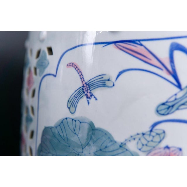 Blue Porcelain Stool with Floral Decor For Sale - Image 8 of 14