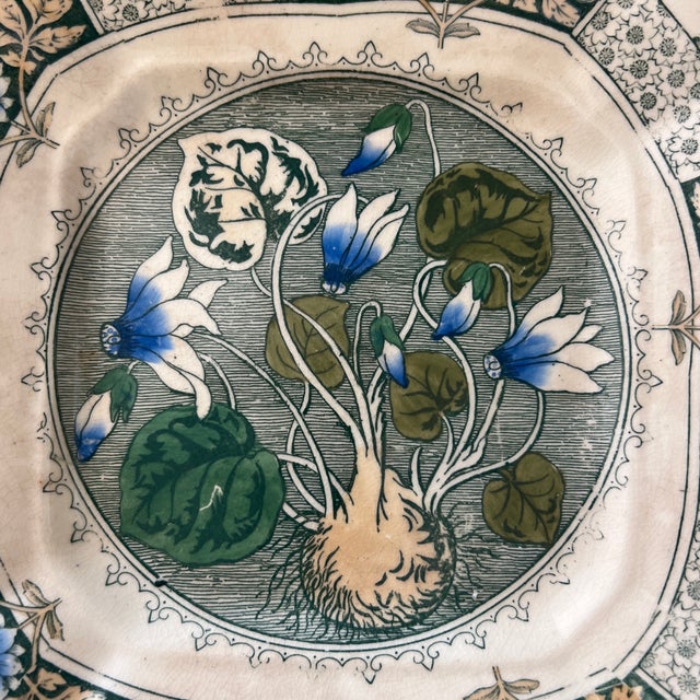 Mid 18th Century Antique 1800s English Wedgwood Cyclamen Square Serving Plates - Set of 2 For Sale - Image 5 of 8