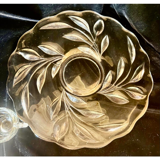 Mid 20th Century Indiana Glass Willow Punch Bowl Set With Cream and Sugar Set - Set of 4 For Sale - Image 11 of 12