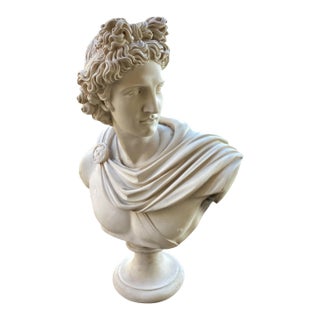 Vintage Alabaster Bust of Greek God Apollo 20th C For Sale