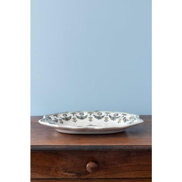 Ceramic Oval Floral Dish from Moustiers Faience, 1750s For Sale - Image 7 of 11