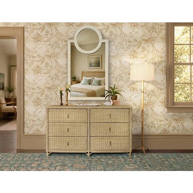 2020s Matthew Izzo Home Bowden Wrapped Rattan Six Drawer Chest For Sale - Image 5 of 9