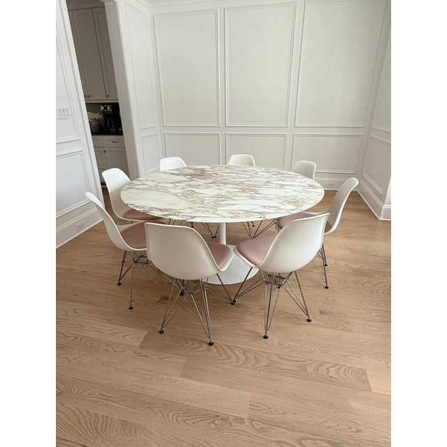 Set of 8 Eames Molded Side Chairs With Pink Pads For Sale In Washington DC - Image 6 of 9