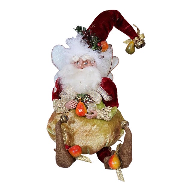 Mark Roberts Christmas Fairy With Pears, Velvet Costume, Bells & Glitter Wings For Sale