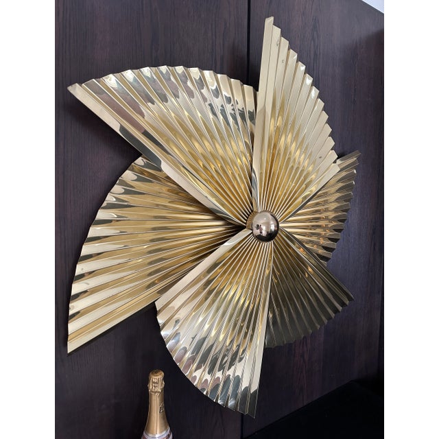 Curtis Jere 1990 Curtis Jeré Brass Pinwheel Sculpture For Sale - Image 4 of 12
