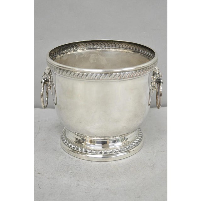 Mid 20th Century Poole English Regency Silver Plated Lion Head Champagne Chiller Ice Bucket For Sale - Image 4 of 17