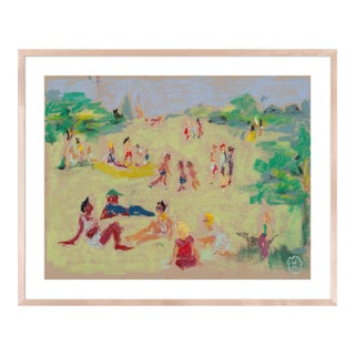 In the Park by Happy Menocal in Natural Maple Frame, Small Art Print For Sale
