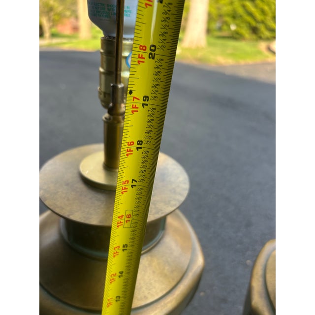 Traditional Mid 20th Century Hammered Metal Lamps - a Pair For Sale - Image 3 of 9