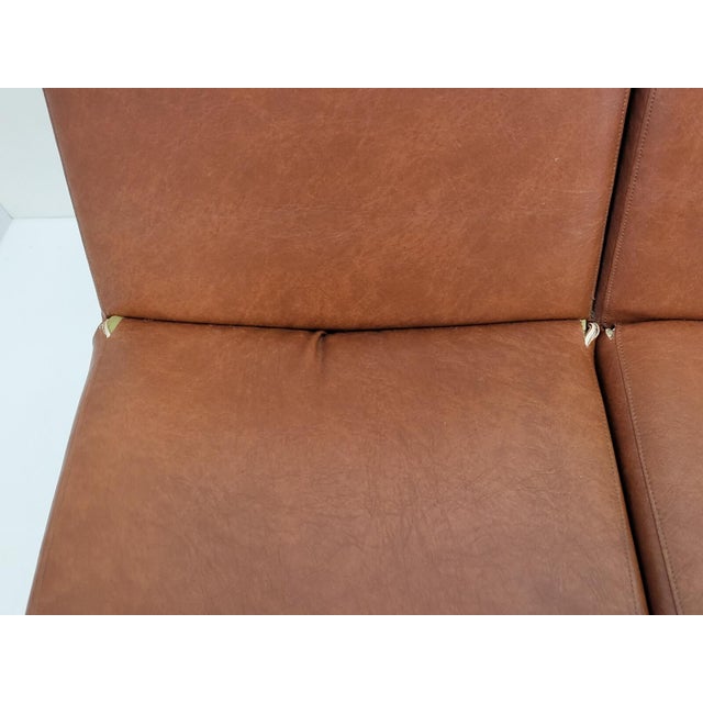 Three-Seater Sofa in Havana Skai and Chrome Steel, 1960s For Sale - Image 4 of 13