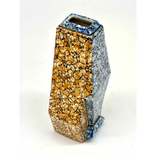 Art Deco Vase - Vintage Antique La Majolica Art Deco Marbled Ceramic Marked 8.5"Hx3.5"W For Sale - Image 3 of 7