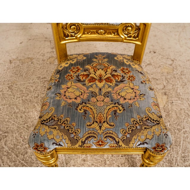 Set of 14 French Louis XIV Style Gold Gilt Carved Throne Dining Chairs For Sale - Image 9 of 18