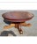 Wood American Mission Oak Pedestal Round Cocktail Table With Leatherette and Nail Trim Apron For Sale - Image 7 of 7