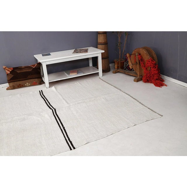 Mid 20th Century Vintage Modern Hemp Kilim Rug For Sale In Los Angeles - Image 6 of 7