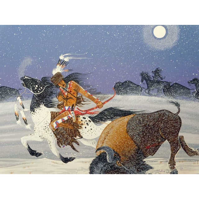 Rance Hood "Moonlight Hunt" Serigraph Framed Hand Signed For Sale - Image 4 of 6