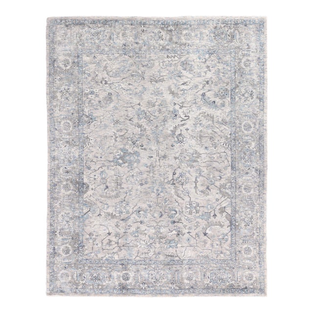 Exquisite Rugs Biron Handmade Wool & Viscose Beige & Blue - 8'x10' For Sale