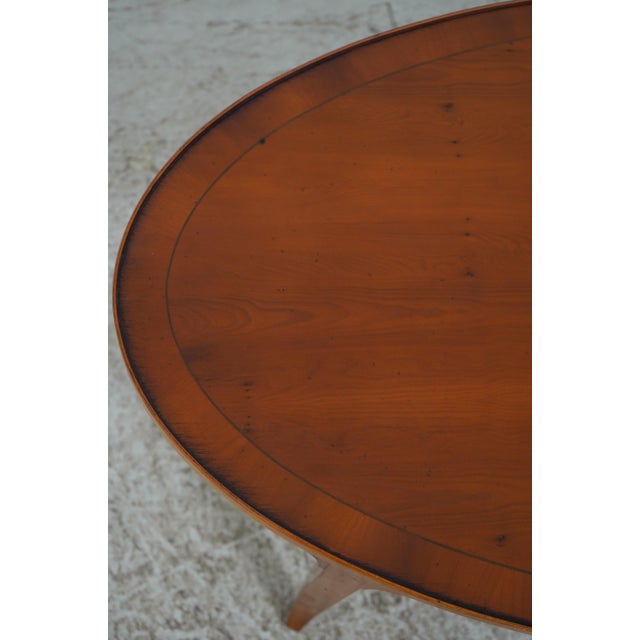 English Yew Wood Oval Coffee Cocktail Table For Sale - Image 10 of 13