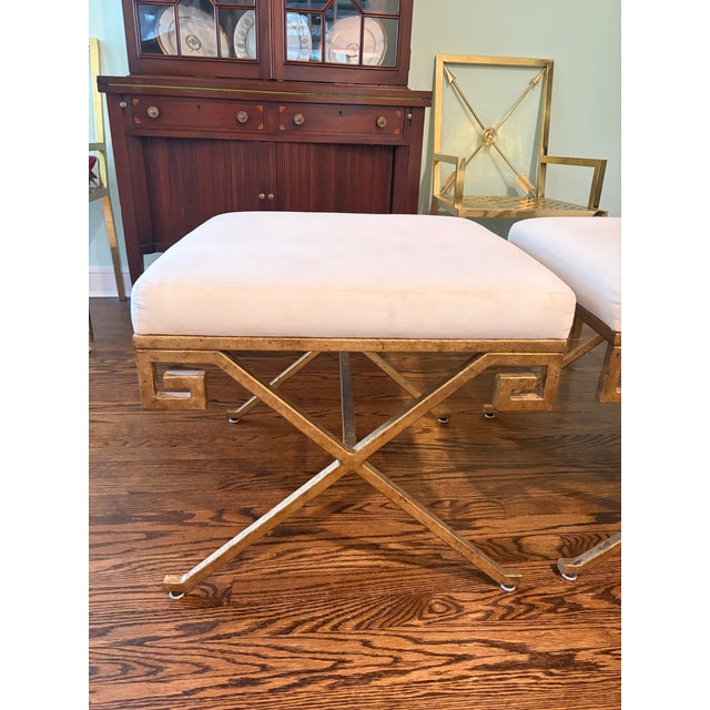 Chelsea House Aged Gold Leaf Gilded Greek Key Benches For Sale In Chicago - Image 6 of 10