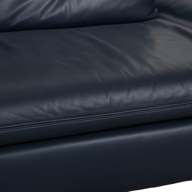 Blue Leather Rivoli Three-Seater Sofa with Manual Function from Koinor For Sale - Image 9 of 18