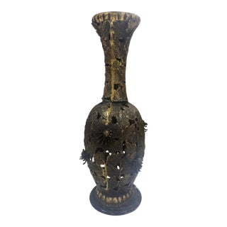 Antique Large Gilded Bronze Lamp 26in For Sale