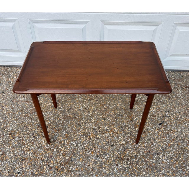 Mid 20th Century Made in Denmark, Mid-Century Modern Danish End Table With Raised Border and Tapered Legs For Sale - Image 9 of 11