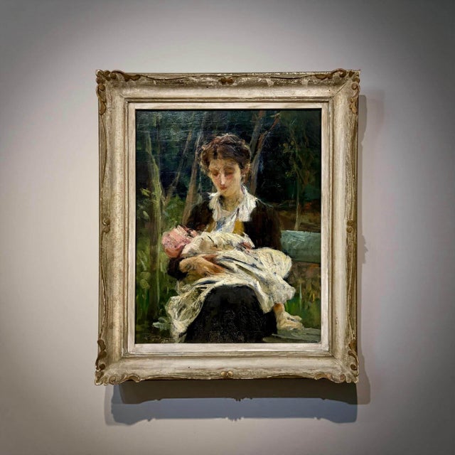 Francesco Galante, The Young Mother, Neapolitan School, Early 20th Century, Oil on Canvas For Sale - Image 4 of 11