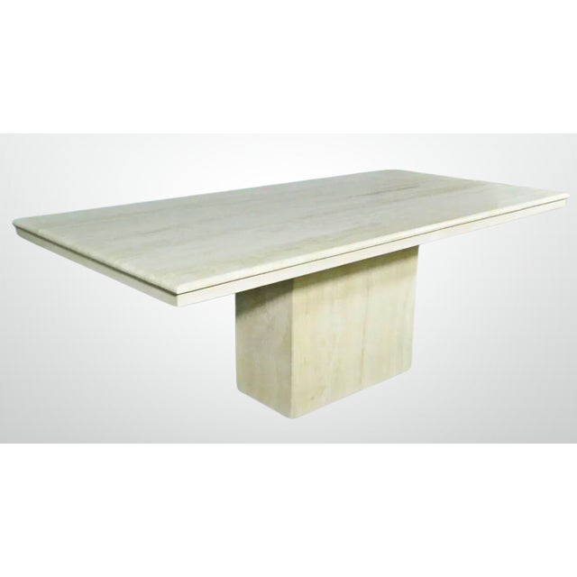 Mid-Century Modern Italian Travertine Dining Table 2 Piece Vintage For Sale - Image 3 of 11