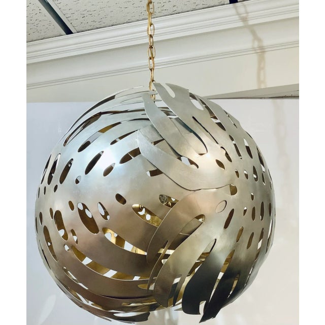 Gold Currey and Co. Silver and Gold Finished Elder Orb Chandelier For Sale - Image 8 of 8
