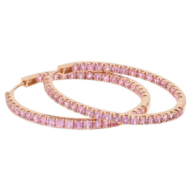 Early 21st Century 4.80 cts Natural pink sapphire earrings in 18k gold For Sale - Image 5 of 18