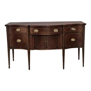 Baker Federal Style Bowfront Mahogany and Satinwood Inlaid Sideboard For Sale
