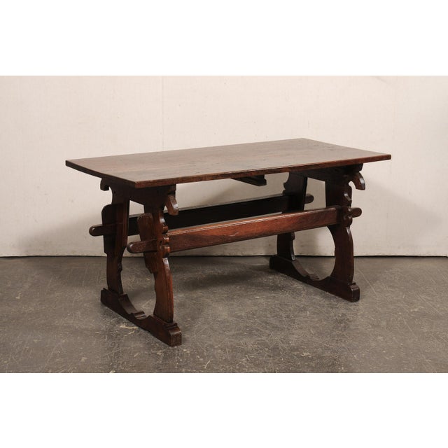 Early 19th C. Oak Trestle Table, France For Sale - Image 4 of 12
