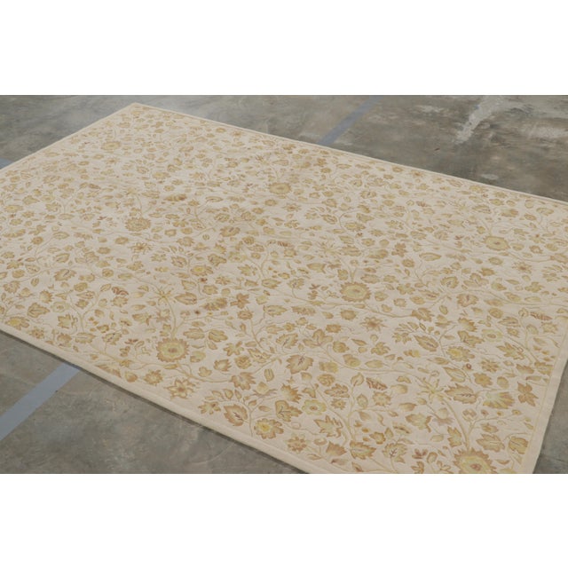 Traditional Rug & Kilim’s Tudor Style Rug in White With Beige-Brown Floral Patterns For Sale - Image 3 of 8
