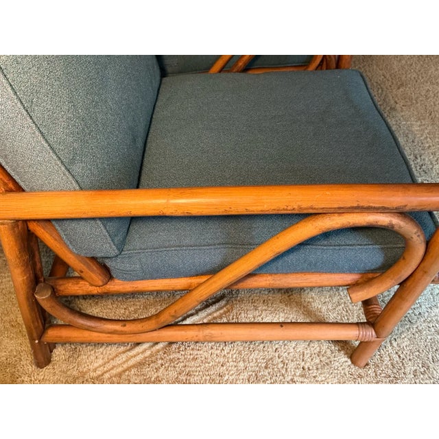 Mid-Century Modern Mid-Century Modern Rattan Bamboo Lounge Chairs, Pair For Sale - Image 3 of 7