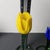 **Vintage MCM Murano Style Hand-Blown Yellow & Cobalt Blue Tulips Glass Figurine** Bring vibrant Italian-inspired glass...