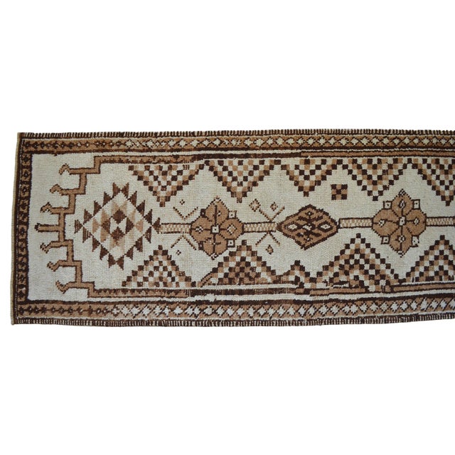 1970s Pure Natural Undyed Wool Hand-Knotted Turkish Runner Rug Moroccan Style - 2′9″ × 12′8″ For Sale - Image 10 of 14