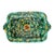 Vintage Mexican Talavera Style Green Rectangular Dish With Sunflower For Sale