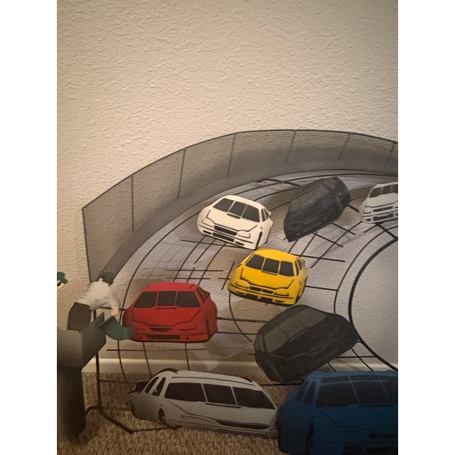 Mid-Century Modern Curtis Jeré "Nascar" 3d Metal Large Wall Sculpture 2002 : 40 X 30 X 5" For Sale - Image 3 of 7