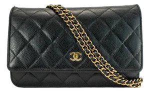 Chanel Classic Quilted Black Lambskin Wallet on Chain With Gold Hardware Bag