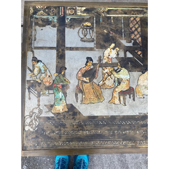 Mid 20th Century Philip and Kelvin LaVerne Chin Ying Bronze Coffee Table With Reverse Ordered and Misspelled Signature For Sale - Image 9 of 11