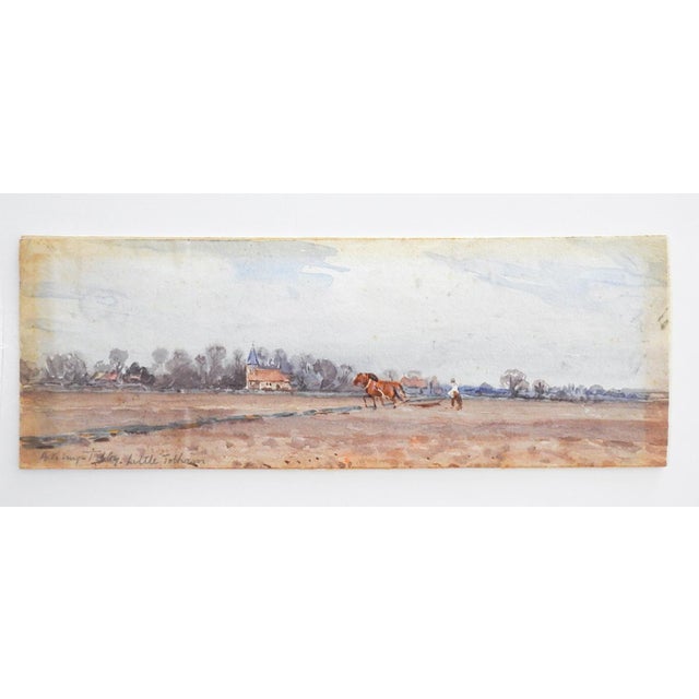 Small Early 20th Century English Pastoral Landscape With Horses Watercolor Painting For Sale In Seattle - Image 6 of 7