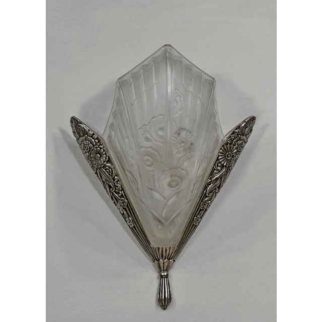 Metal A Pair of French Art Deco Wall Sconces by Ejg Jean Gauthier 1920s France - 3 Pairs Available For Sale - Image 7 of 10